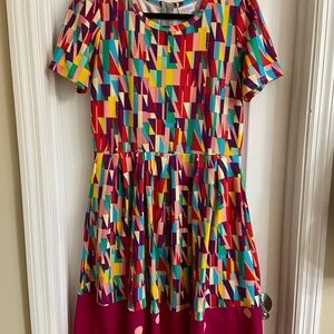 RARE LuLaRoe Amelia Dress with Vibrant Geometric Pattern